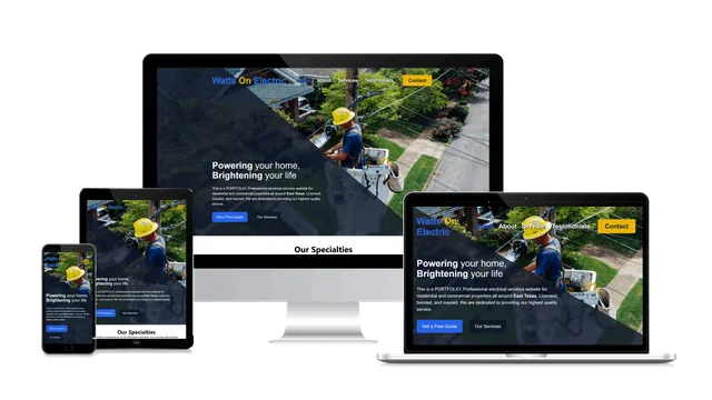 several device screens displaying Windy Pines website